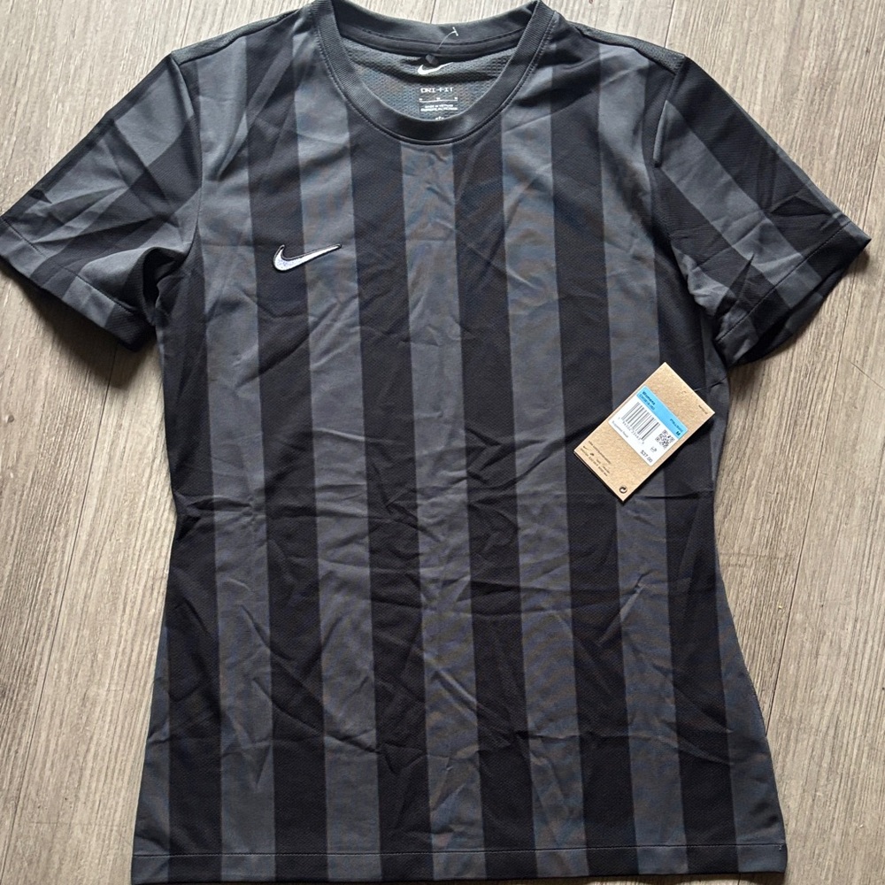 Nike Women's Charcoal and Black Striped Jersey